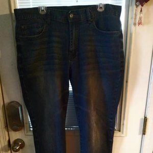Axel Men's Jeans 38x30 Dark Blue Distressed Whiskered Slim Straight Jeans